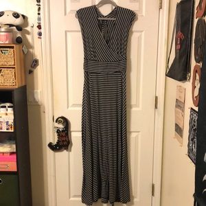 Torrid black and gray stripe maxi dress